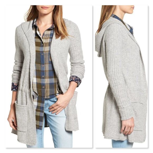 Caslon Hooded Tunic Cardigan sz Small in Gray - Picture 1 of 11